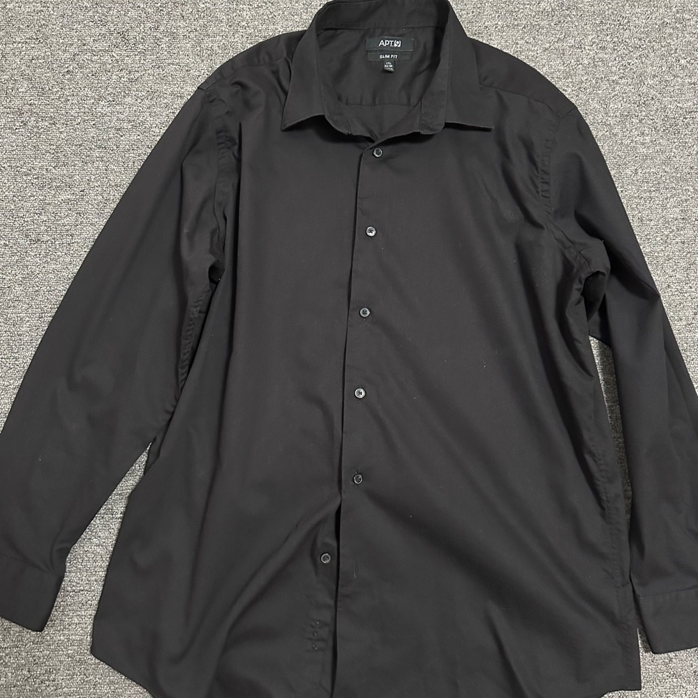 APT. 9 Men's Black MicroStripe Long Sleeve Button-Up Shirt